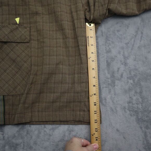 Red Button Shorts Mens 36W Brown Plaid High Waist Flat Front Cargo Bottoms - Picture 5 of 16